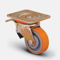 Колесо полиуретановое поворотное с тормозом 100 мм ( ED01 VBP 100 F ), диск-чугун