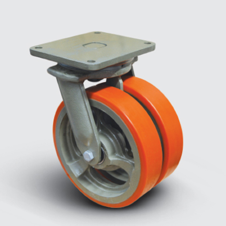 Колесо полиуретановое сдвоенное поворотное 350 мм ( EW01 VBP 350 ), диск-чугун