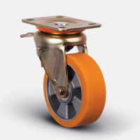 Колесо полуретановое поворотное с тормозом 150 мм ( ED01-ABP-150-F ), диск алюминий