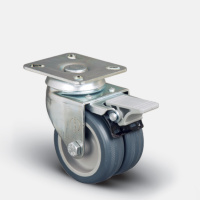 Колесо аппаратное сдвоенное поворотное с тормозом 50 мм ( ET01 MKT 50 F ), диск-полипропилен