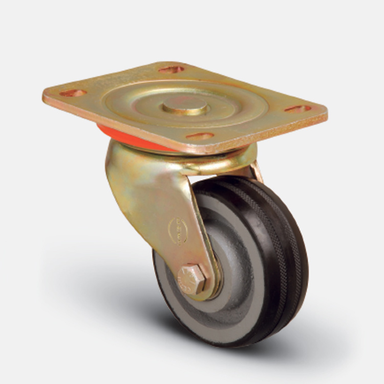 Колесо большегрузное обрезиненное поворотное  80 мм ( ED01 VBR 80 ), диск-чугун