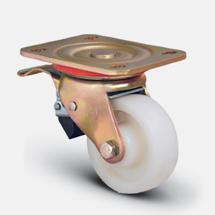 Колесо нейлоновое поворотное с тормозом 200 мм ( ED01-ZKZ-200-F )